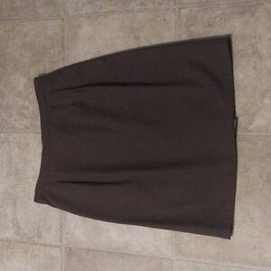 Women 100% Pure Wool Skirt Brown Fully Lined Pockets Siz 12 Midi Career Neutral
